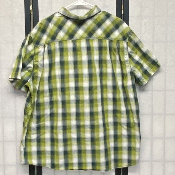Mossy Oak Short Sleeve Button Up Collared Casual Shirt Green Plaid XXL - Picture 2 of 11